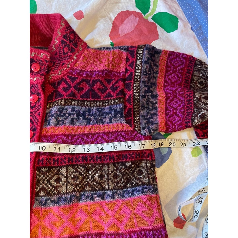 Inka Tradition‎ Baby Alpaca Geometric Pattern Button Front Cardigan Women Small - Picture 5 of 5